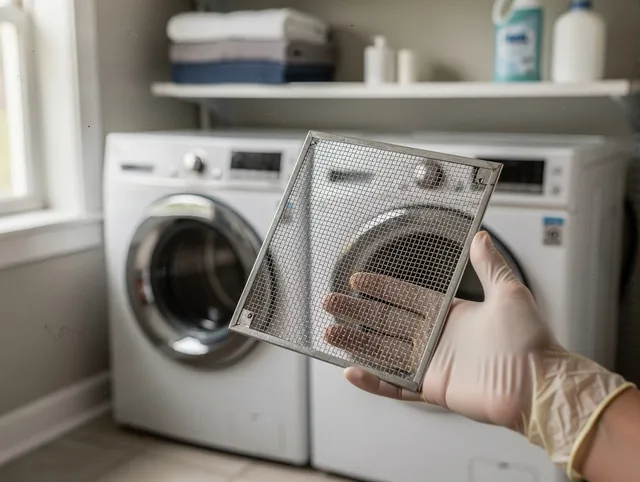 Fort Mill Dryer Vent Cleaning specialist performing detailed lint trap cleaning service in Fort Mill