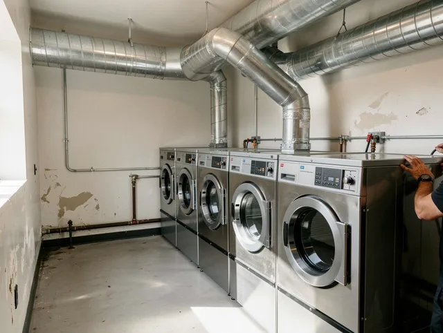 Fort Mill Dryer Vent Cleaning team performing large-scale commercial dryer vent cleaning in Fort Mill