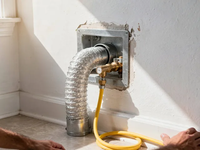 Fort Mill Dryer Vent Cleaning certified technician performing specialized gas dryer vent cleaning in Fort Mill